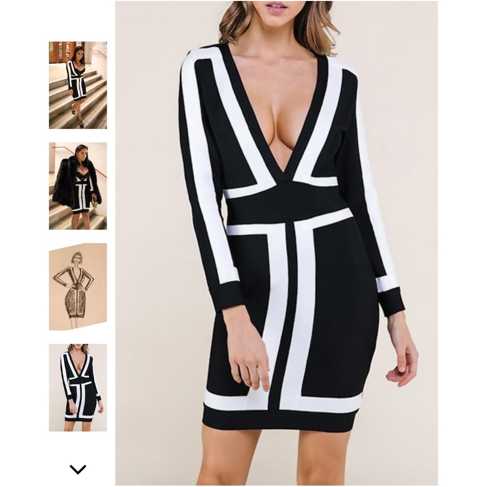 Black and white bandage dress